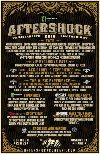 Monster Energy AFTERSHOCK 2016 food and secondary entertainment flyer