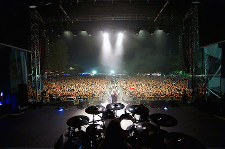 View from the stage as Slayer performs at Monster Energy AFTERSHOCK 2016, photo by Scott Uchida