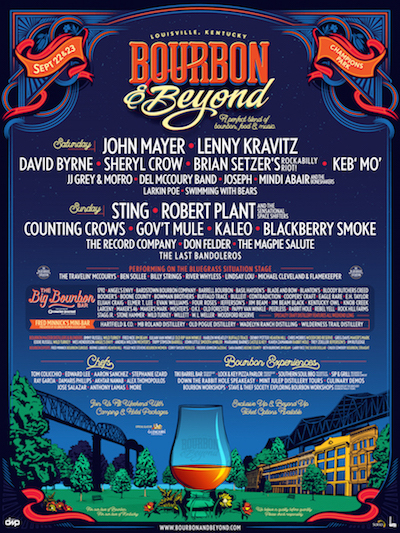 Bourbon & Beyond flyer with music, bourbon and celbrity chef lineups