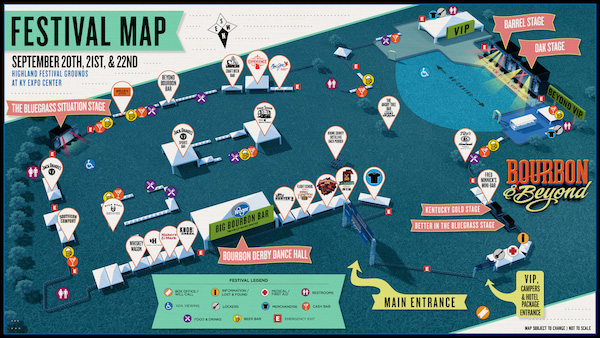 Map of Bourbon & Beyond festival grounds