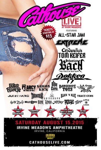 Cathouse Live At Irvine Meadows flyer with band lineup and venue information
