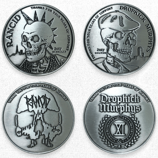 Dropkick Murphys and Rancid From Boston To Berkeley Tour challenge coins