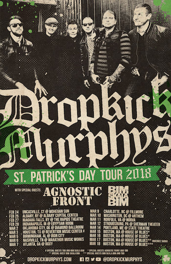 Dropkick Murphys St. Patrick's Day Tour 2018 admat with band photo and tour dates