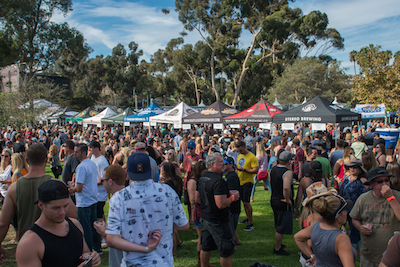 Crowd in the tasting area at Driftwood at Doheny State Beach