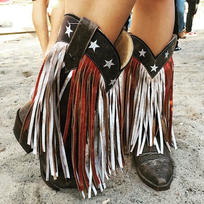 Tasseled cowboy boots on the beach at Driftwood at Doheny State Beach