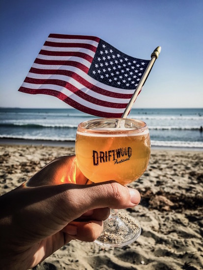 Driftwood tasting cup and American flag