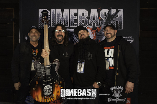 Ron Williams/Ronz World, Dave Grohl, Squiggy DiGiacomo & Lorenzo Flores/The Music Experience with custom painted BackBeat BBQ guitar