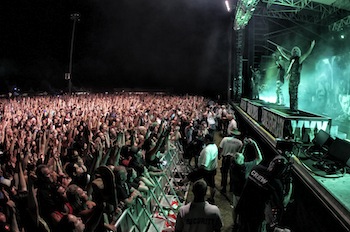 Rob Zombie and band performing at Monster Energy's Fort Rock; photo by Chris Bradshaw