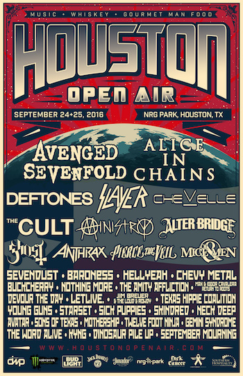 Houston Open Air flyer with band lineup and venue details