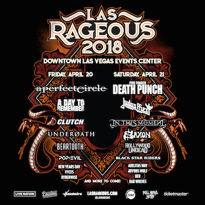 Las Rageous 2018 flyer with band lineup and venue details