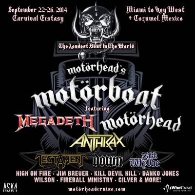 The Loudest Boat In The World: Motorhead's Motorboat featuring Megadeth, Motorhead, Anthrax, Testament, Down, Zakk Wylde, High On Fire, Jim Breuer, Kill Devil Hill, Danko Jones, Wilson, Fireball Ministry, Cilver & more