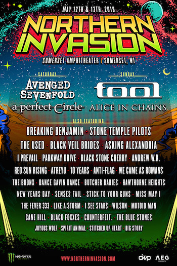 Northern Invasion flyer with band lineup & venue details