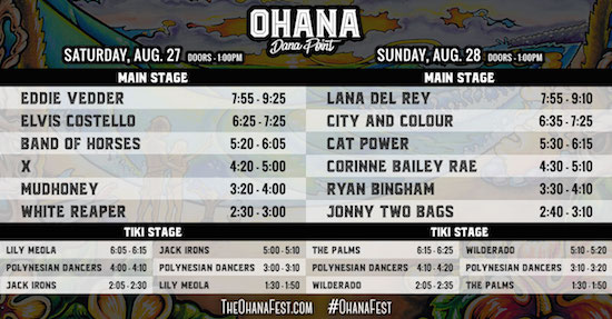 Ohana set times