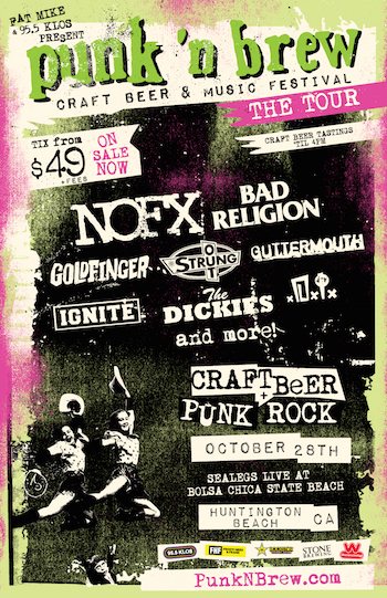 Fat Mike + 95.5 KLOS Present Punk 'N Brew Craft Beer & Music Festival flyer with band lineup and venue details