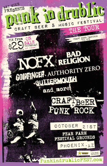 Fat Mike Presents Punk In Drublic Craft Beer & Music Festival Phoenix flyer with band lineup and venue details