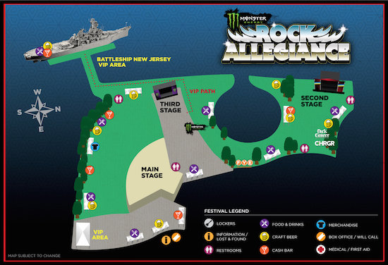 Map of the Monster Energy Rock Allegiance festival grounds