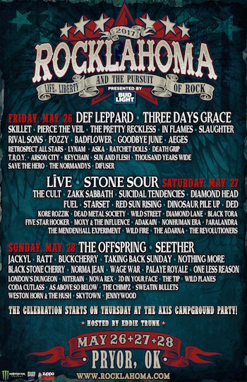 Rocklahoma flyer with daily band lineup