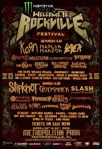 Monster Energy Welcome To Rockville flyer with band lineup and venue information