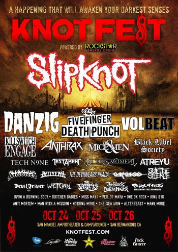 KNOTFEST flyer with band lineup