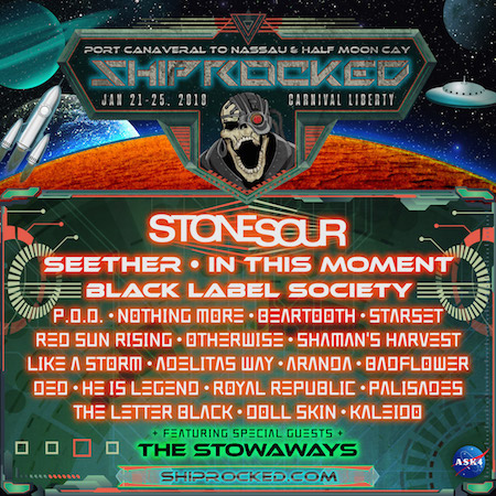 Space-themed ShipRocked 2018 flyer with band lineup