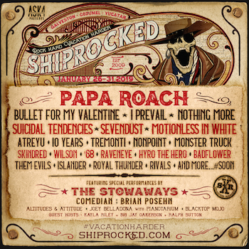 ShipRocked flyer with band lineup and cruise details