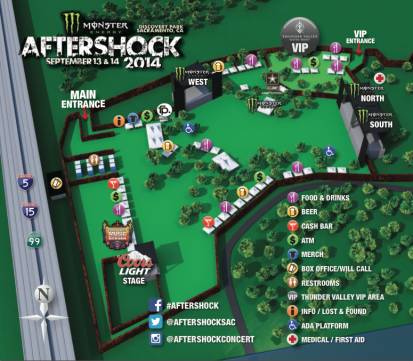 Monster Energy's AFTERSHOCK Festival site map