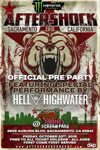 Monster Energy AFTERSHOCK Festival pre-party flyer