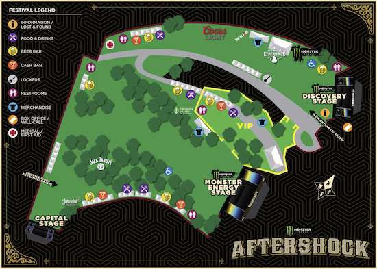 Map of Monster Energy AFTERSHOCK 2016 festival grounds