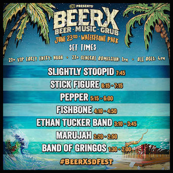 91X Presents BeerX flyer with band performance times and show details
