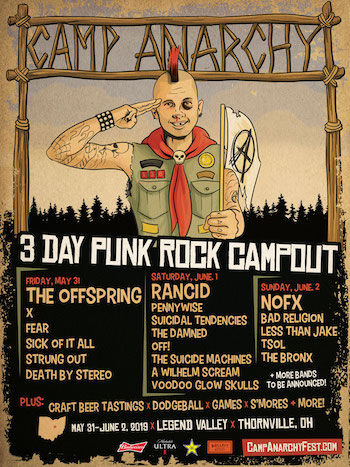 Camp Anarchy flyer with band lineup and festival details