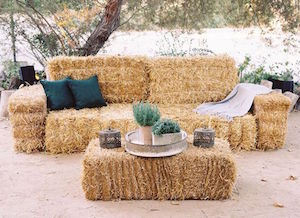Hay bale couch at 92.3 WCOL Country Jam