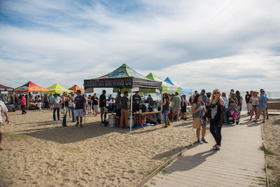 Crowd in the tasting area at Driftwood at Doheny State Beach
