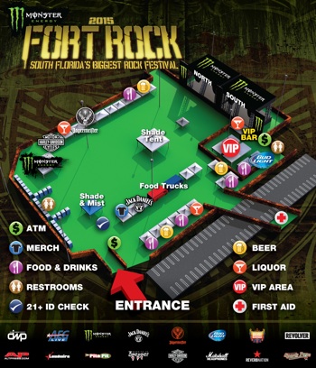 Map of the Monster Energy Fort Rock 2015 festival grounds