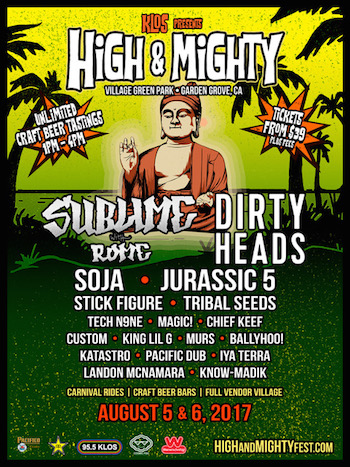 KLOS presents High & Mighty Festival flyer with band lineup and venue details
