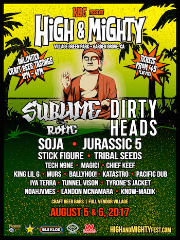 KLOS Presents High & Mighty flyer with music lineup and venue details