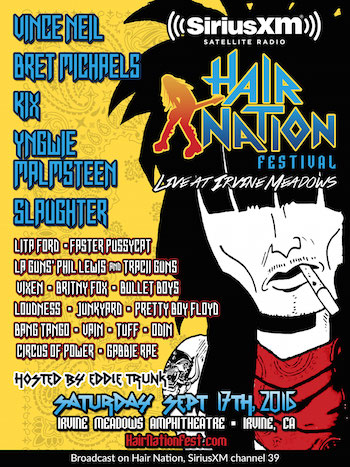 SiriusXM Hair Nation Festival flyer with band lineup and venue details