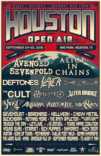 Houston Open Air flyer with band lineup and venue details