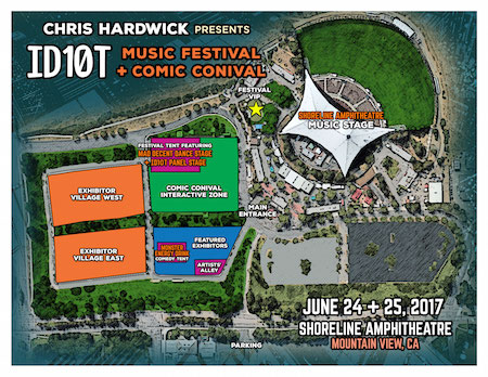 Map of the ID10T festival grounds at Shoreline Amphitheatre