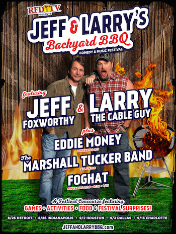 RFD-TV presents Jeff & Larry's Backyard BBQ flyer with music & comedy lineup