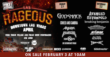 Las Rageous flyer with band lineup and venue details