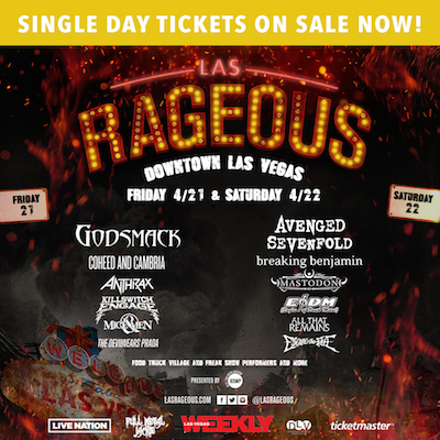 Las Rageous flyer with band lineup