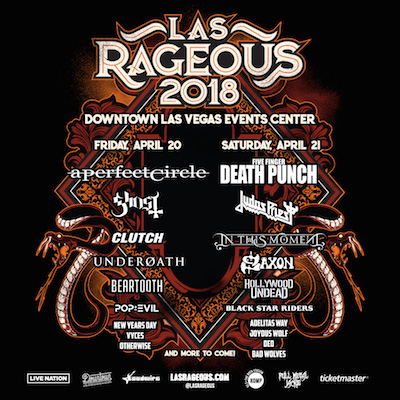 Las Rageous 2018 flyer with band lineup and venue details