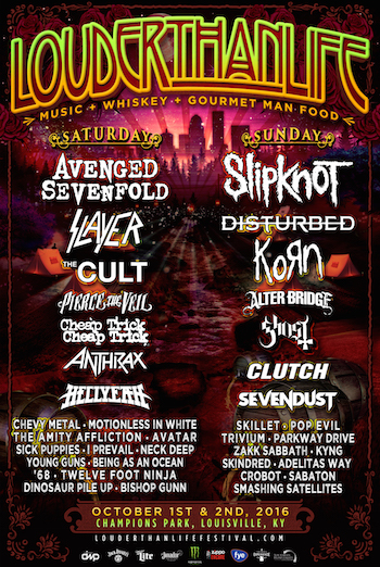 Louder Than Life flyer with band lineup and venue details
