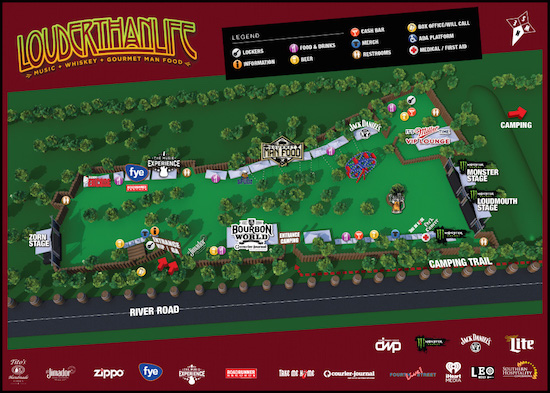Map of the Louder Than Life festival grounds