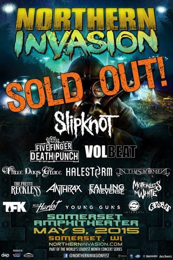 Northern Invasion SOLD OUT flyer with band and venue details