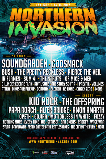 Northern Invasion flyer with band lineup and venue details