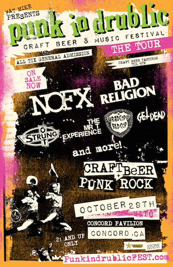 Fat Mike Presents Punk In Drublic Craft Beer & Music Festival flyer for October 29 in Concord, CA with band lineup and venue details