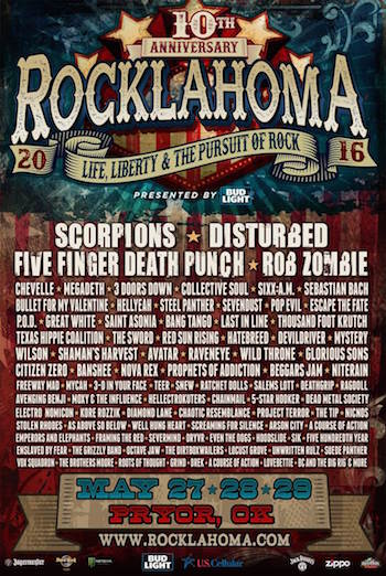 Rocklahoma flyer with band lineup and venue details