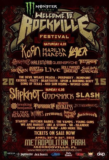 Monster Energy Welcome To Rockville flyer with daily band lineups