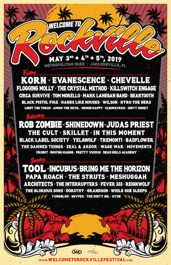 Welcome To Rockville flyer with daily music lineup & show details